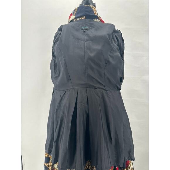 Ray Darten Omoefe African Print Wrap Jacket Dress Womens L Navy Red Ethnic Boho - Picture 10 of 12